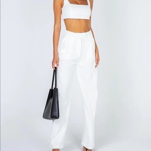 Princess Polly white crop top and pant set